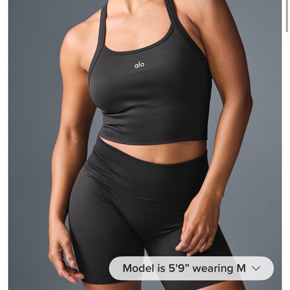 ALO Yoga Women's Seamless Ribbed Favorite Bra Tank- Black